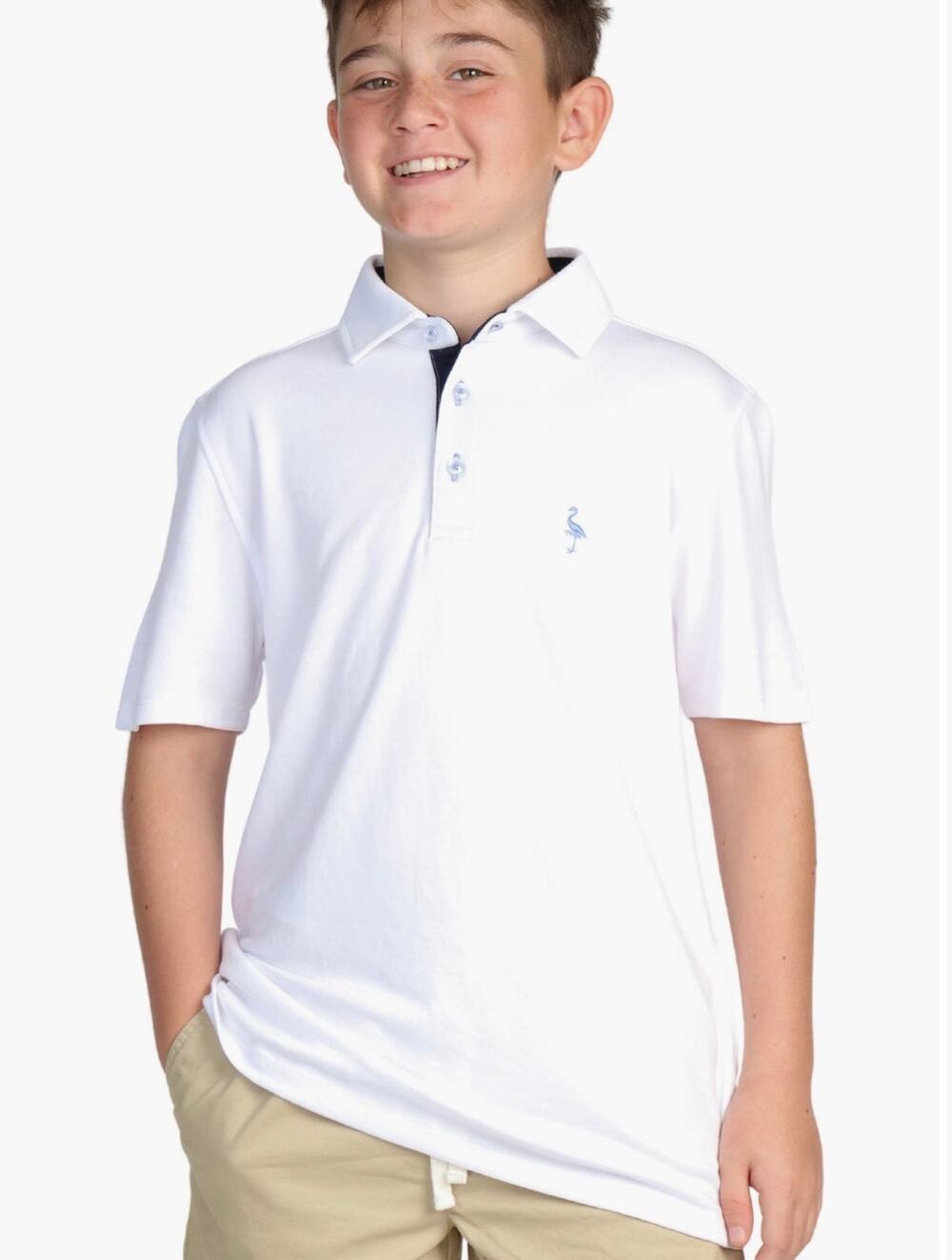 New boys Tailor Byrd white modal blend polo shirt sz 8